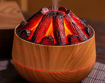 Charcoal Fire Aroma Diffuser Humidifier – 300ML Cool Mist with LED Night Light | Desktop Aromatherapy Diffuser | Home Bedroom Gift