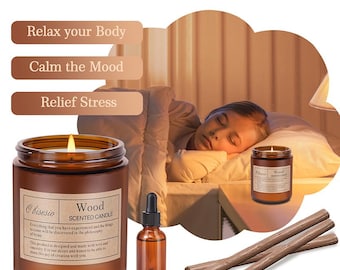 Aromatherapy Scented Candle – Coffee Lemon Lavender Wood Scents | Stress Relief Relaxation Candle | Luxury Gift for Women and Men