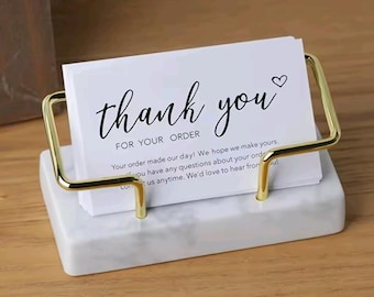 Marble Business Card Holder with Gold Metal Stand – Elegant Desk Organizer for Office | Minimalist Card Display | Luxury Office Gift