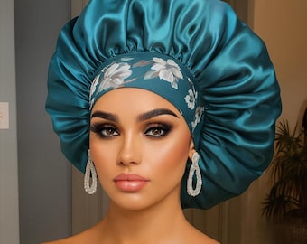 Satin Sleep Cap for Women – High Density Bonnet for Natural Hair | Breathable Soft Night Cap with Wide Elastic Band | Hair Protection Gift