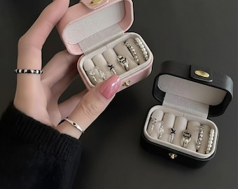Mini Travel Jewelry Box for Rings – Portable Compact Ring Organizer Case | Small Jewelry Storage | Bridesmaid Gift for Women Girls