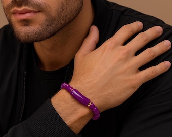 Healing Crystal Bracelet – Unisex Beaded Bracelet with Gold Spacers | Everyday Stackable Jewelry | Spiritual Gift for Him and Her