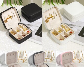 Travel Jewelry Box Organizer – Portable Case for Earrings Rings Necklaces | Mini Jewelry Storage | Birthday Gift for Women Girls