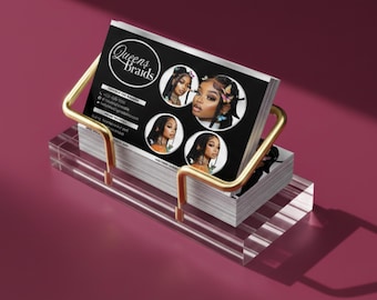 Business Card Holder for Desk – Modern Minimalist Metal Card Stand 50 Cards | Office Desk Organizer | Professional Gift for Him Her