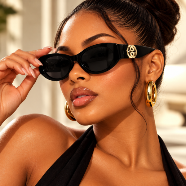 Samjune Oval Sunglasses for Women, Vintage Luxury Retro UV400 Travel