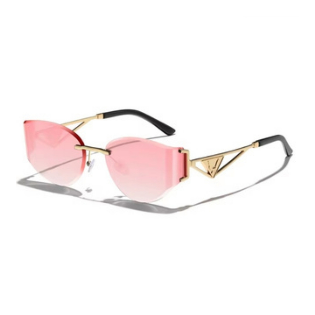 Women’s Rimless Triangle Sunglasses – Y2K Metal Hollow Frame
