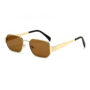 Retro Rectangle Sunglasses with Gold Metal Frame, Black UV400 Lenses