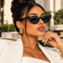 Small Cat Eye Sunglasses for Men & Women, Half-Rim Fashion Eyewear