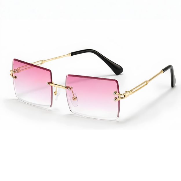 Frameless Rectangle Sunglasses for Men & Women, Retro Metal-Free Design