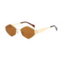 Retro Rectangle Sunglasses with Gold Metal Frame, Black UV400 Lenses