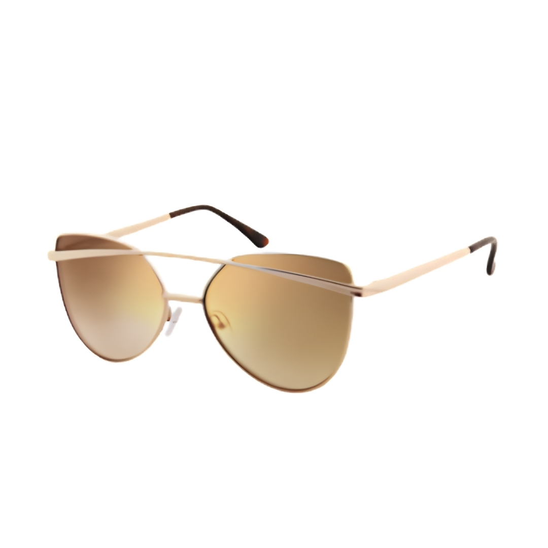 Rose Gold Cat Eye Sunglasses for Women, Flat Reflective Multicolor Lenses