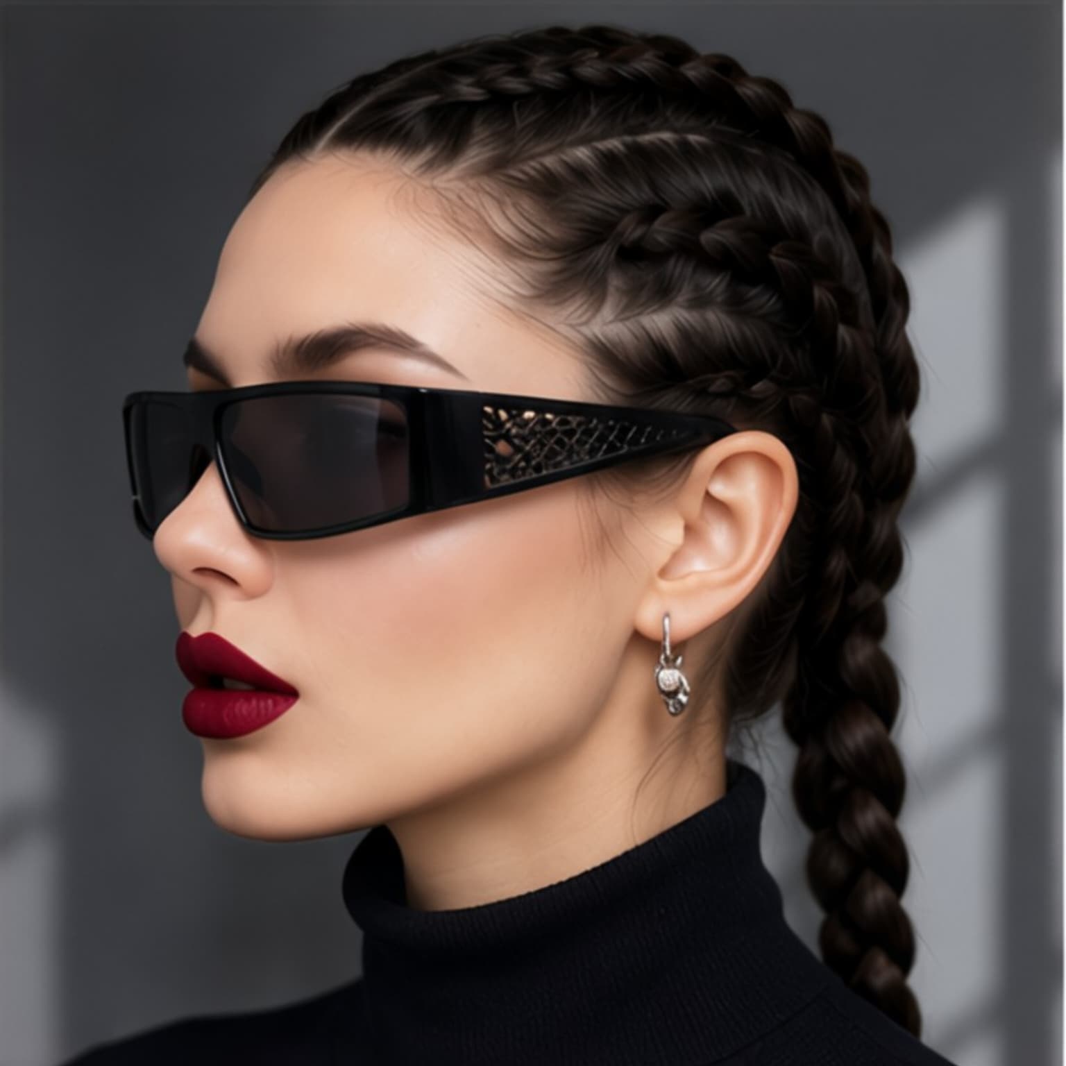 Black One-Piece Rectangle Sunglasses for Men & Women, Y2K Vintage Fashion