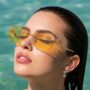 Frameless Metal Sunglasses for Women, Unique Cut-Edge Fashion Design