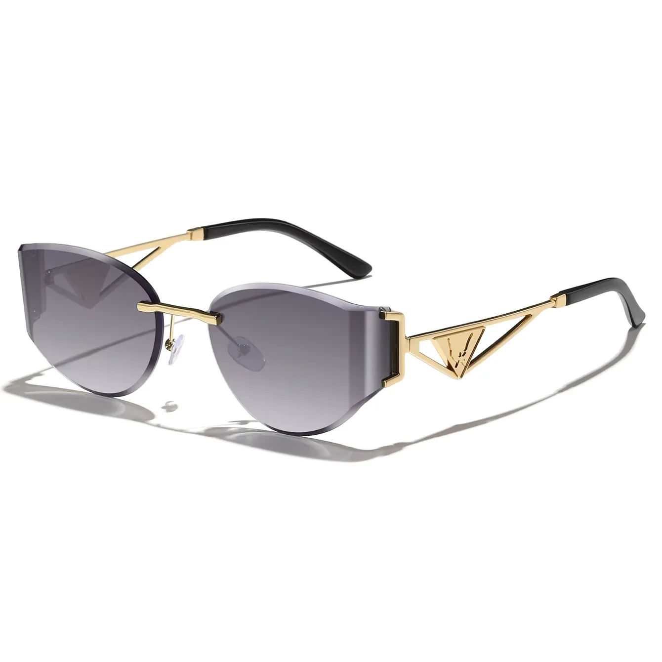 Women’s Rimless Triangle Sunglasses – Y2K Metal Hollow Frame