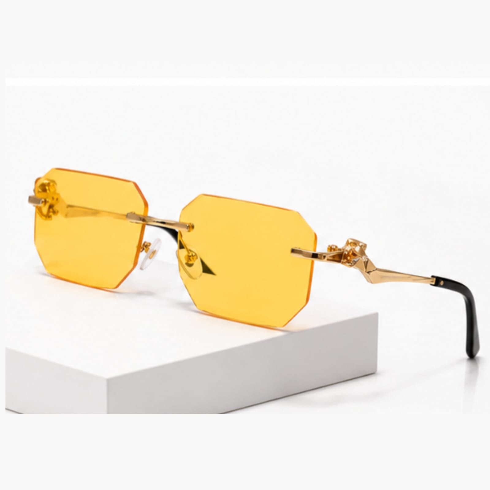 Frameless Metal Sunglasses for Women, Unique Cut-Edge Fashion Design