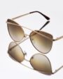 Rose Gold Cat Eye Sunglasses for Women, Flat Reflective Multicolor Lenses