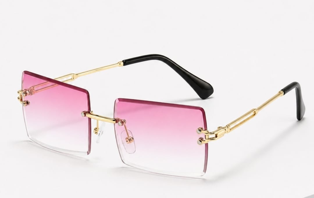 Frameless Rectangle Sunglasses for Men & Women, Retro Metal-Free Design